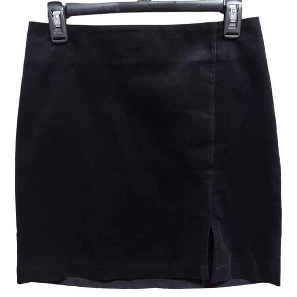 Timing, corduroy mini skirt womens Sz. S.M.L. black slit zipper new high waisted - Picture 12 of 15